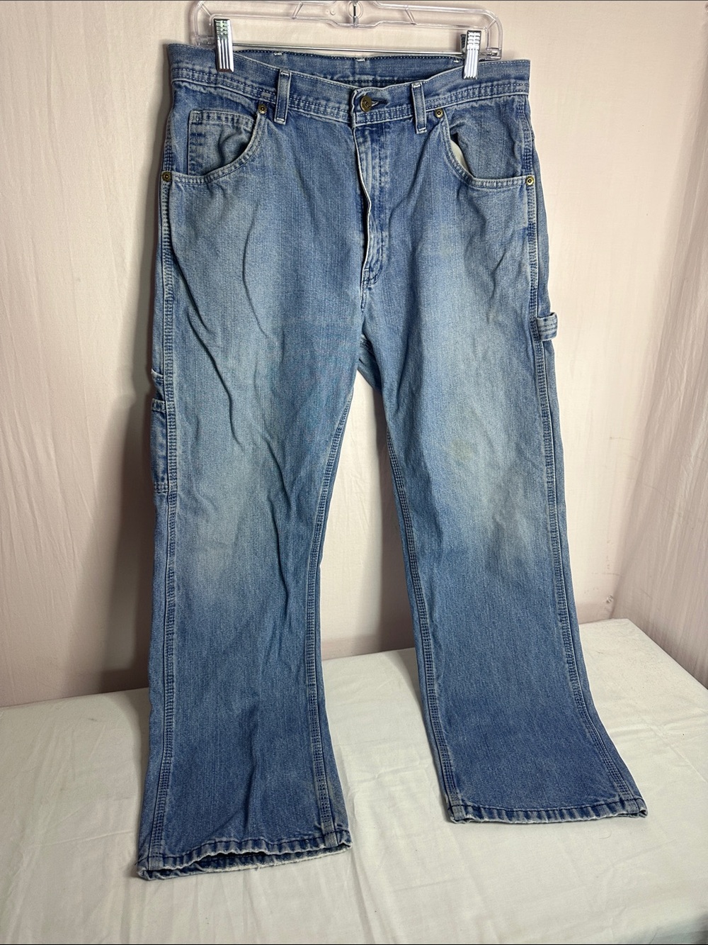 Men's Straight Carpenter Jeans in Light Blue Denim